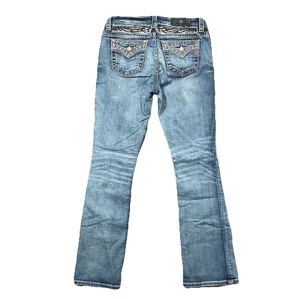 Miss Me Wings Bootcut Jeans Size 27 (30x32) Blue Denim Embroidered